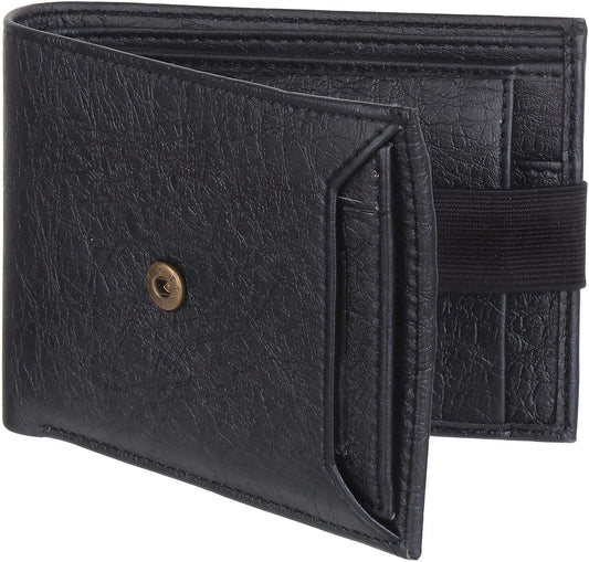 SAMTROH Men Black Artificial Leather Wallet (5 Card Slots)