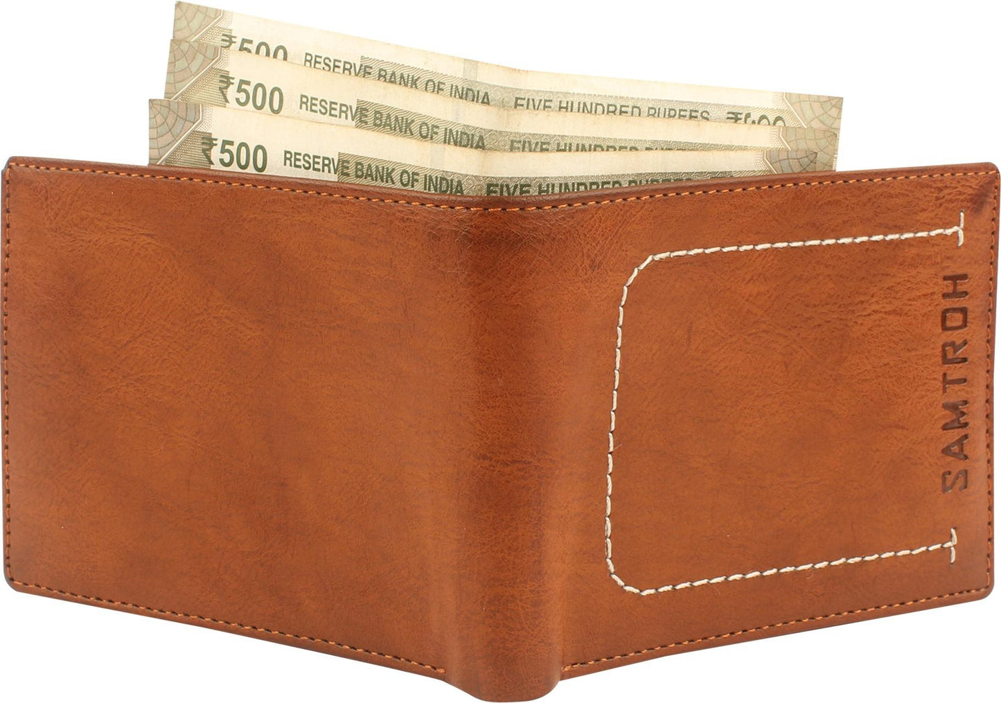 SAMTROH Men Formal Tan Artificial Leather Wallet (5 Card Slots)