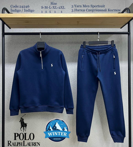 Premium Winter Tracksuit with Half Zipper Sweatshirt & Zippered Lower – U.S. Polo