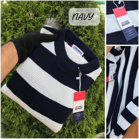 Premium Tommy Hilfiger Zig-Zag Knit Cotton Pullovers